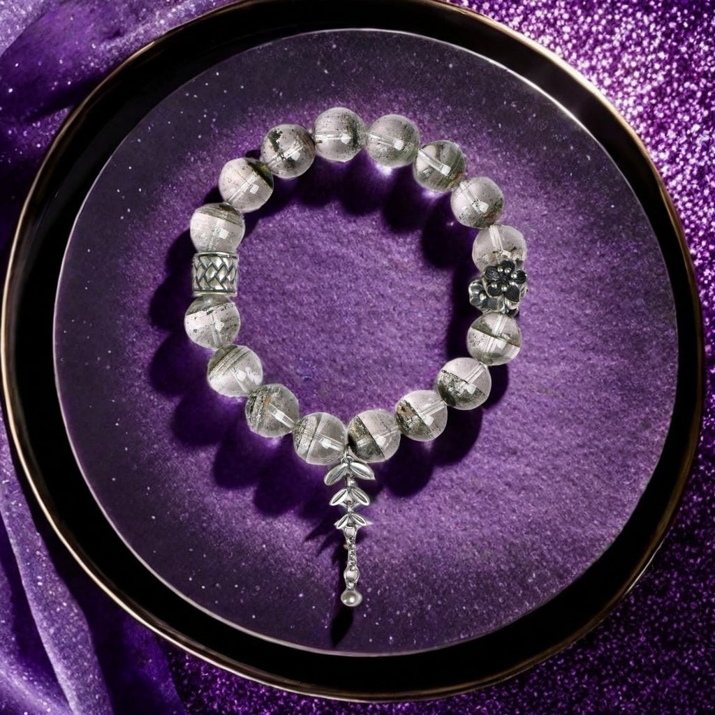 Natural Green Phantom Bracelet with Fortune Bead
