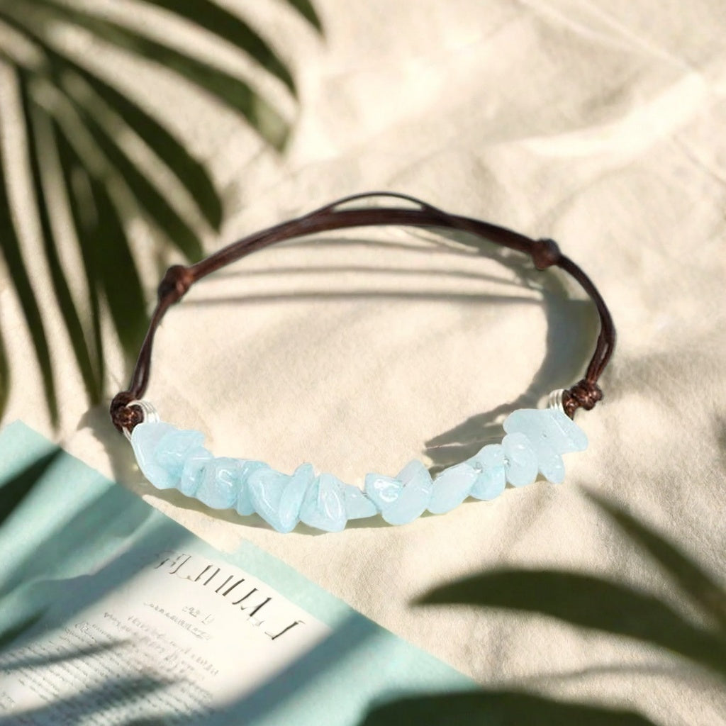 Stone Chip Leather Cord Bracelet