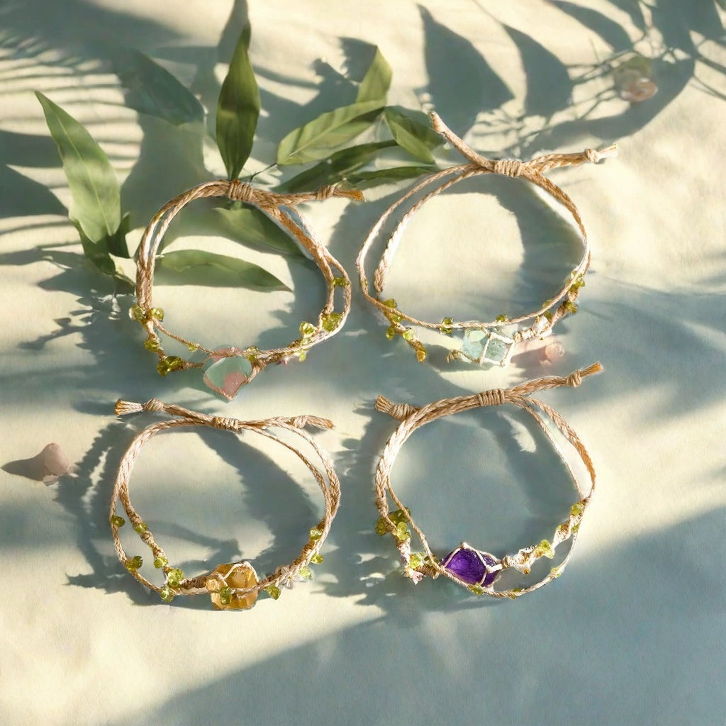 Double-Strand Woven Bracelet with Petite Flower