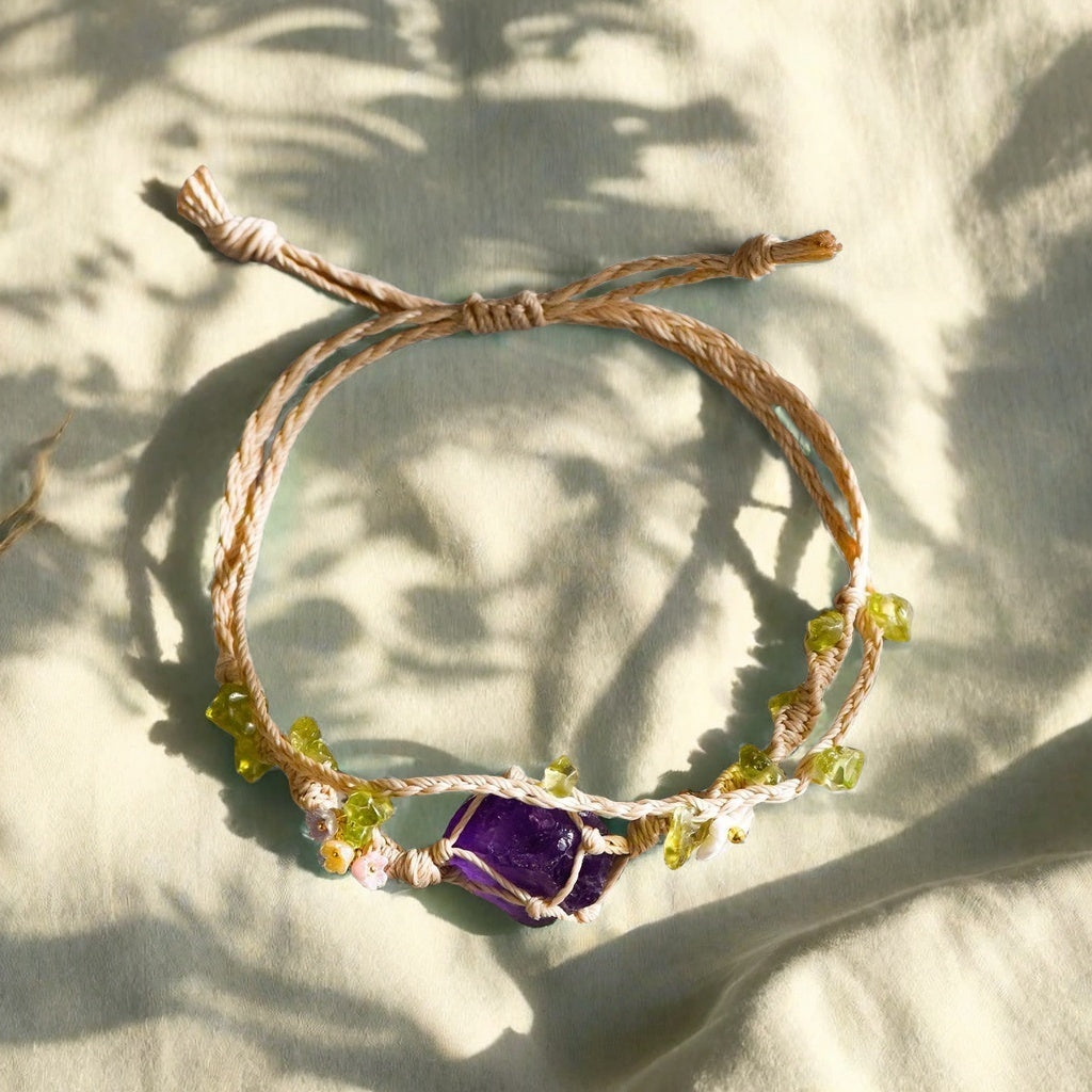Double-Strand Woven Bracelet with Petite Flower