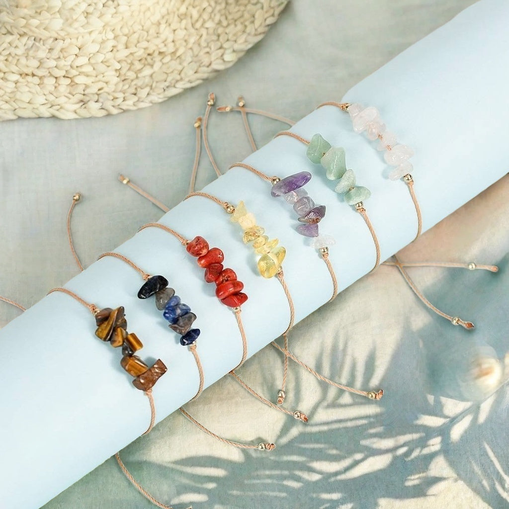 Wax Cord Stone Chip Bracelet
