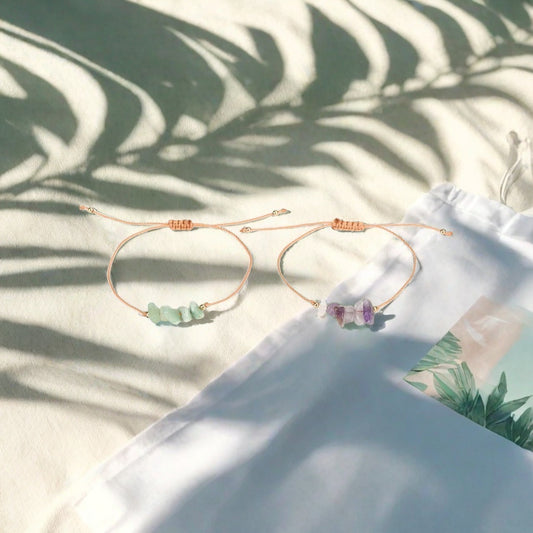 Wax Cord Stone Chip Bracelet