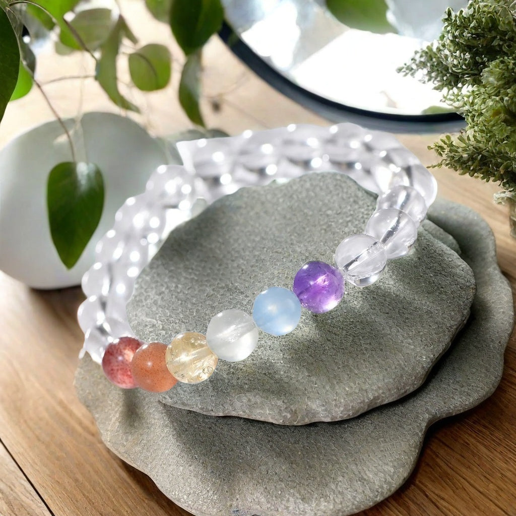Natural Crystal Rainbow Gradient Bracelet