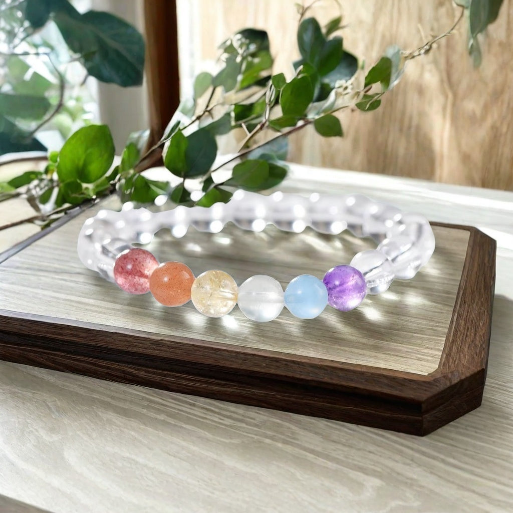 Natural Crystal Rainbow Gradient Bracelet
