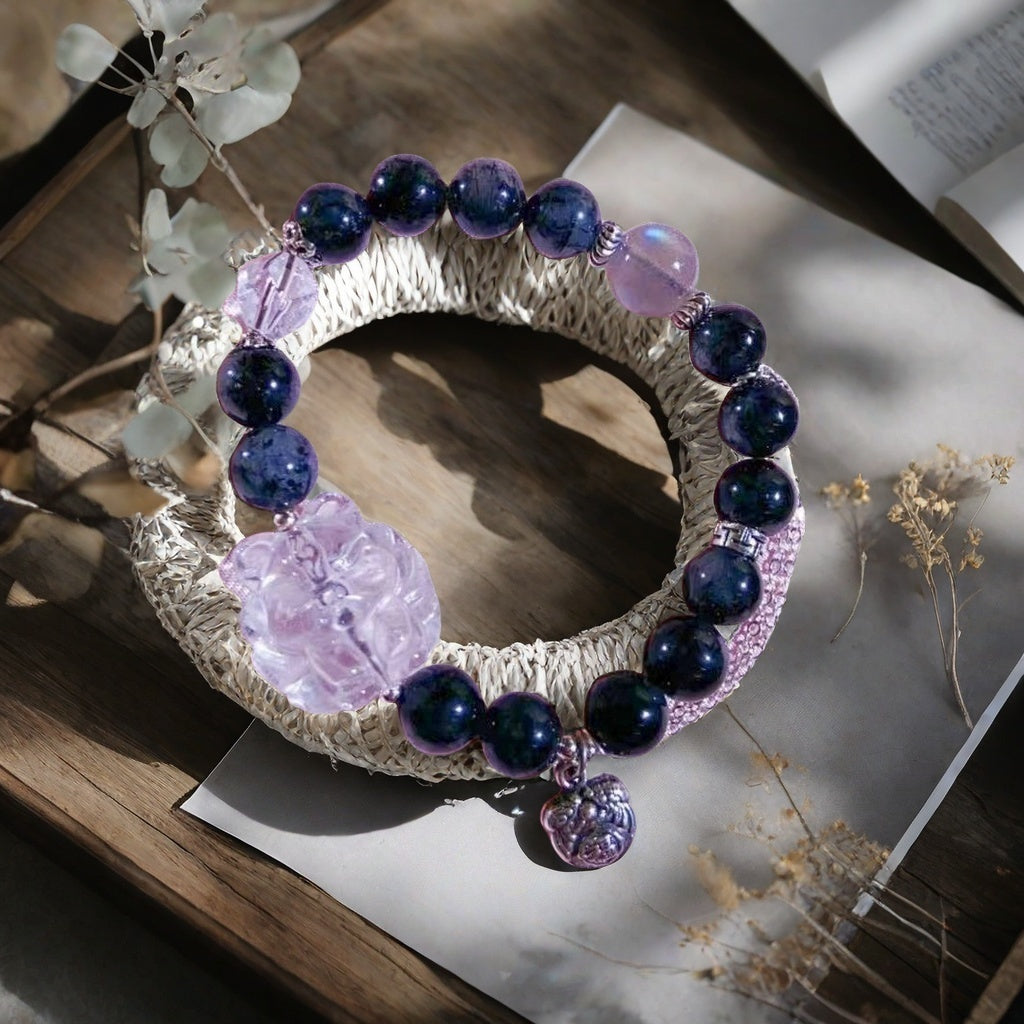 Natural Black Rutilated Quartz Bracelet