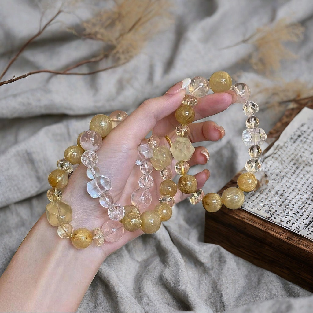 Natural Golden Rutilated Quartz Bracelet