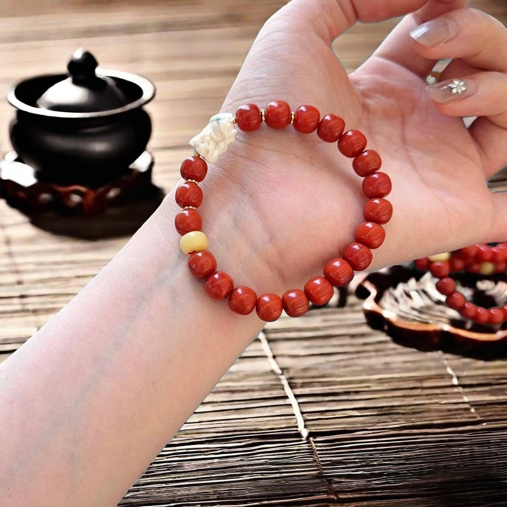 Natural South Red Agate Antique Bead Bracelet
