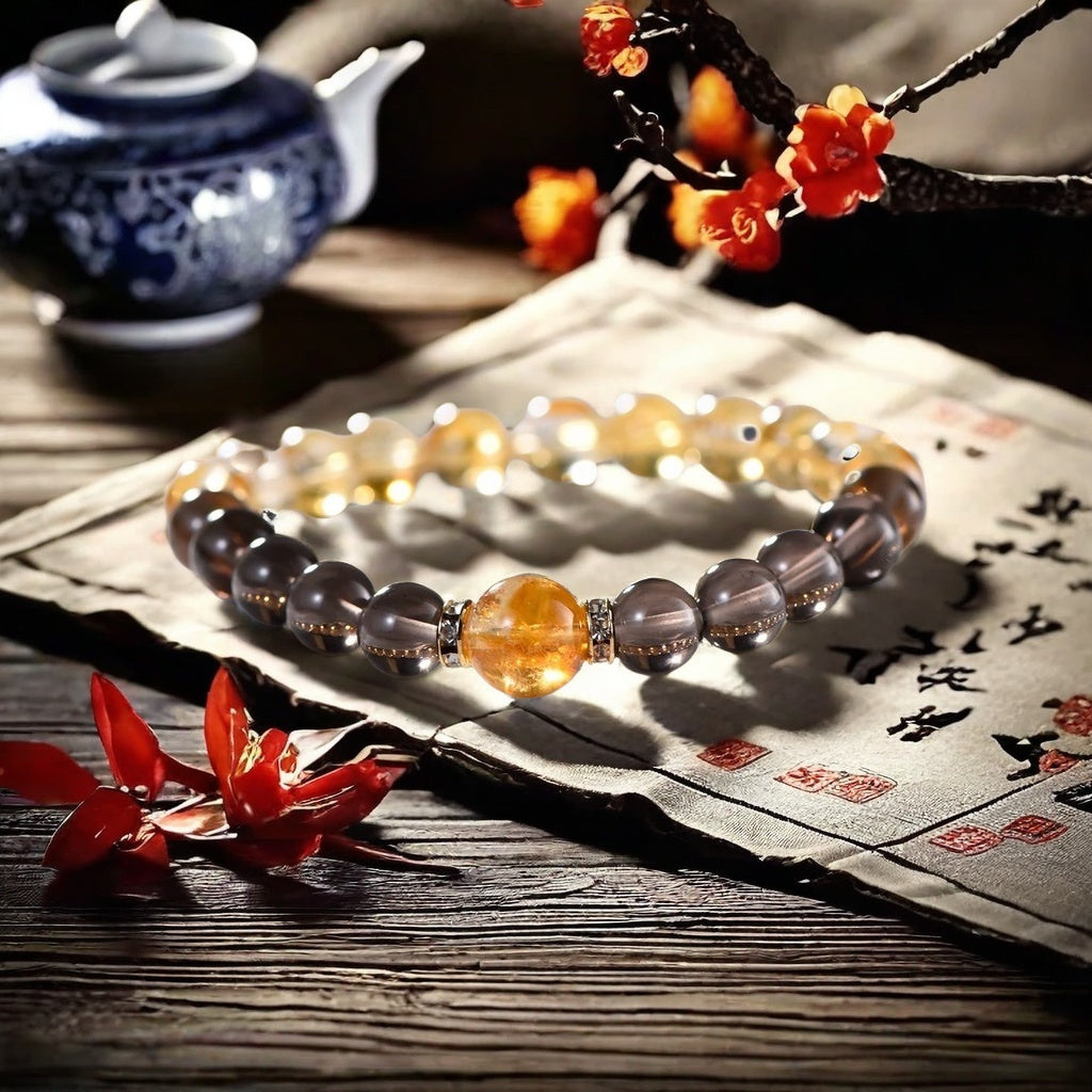 Yellow Asai & Smoky Quartz Bracelet