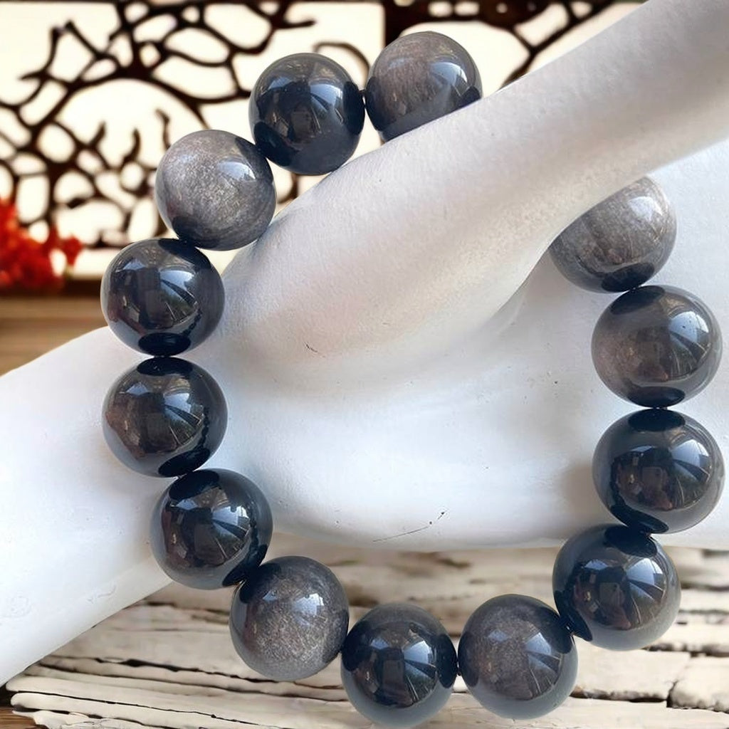 Silver Obsidian & Black Obsidian Bracelet