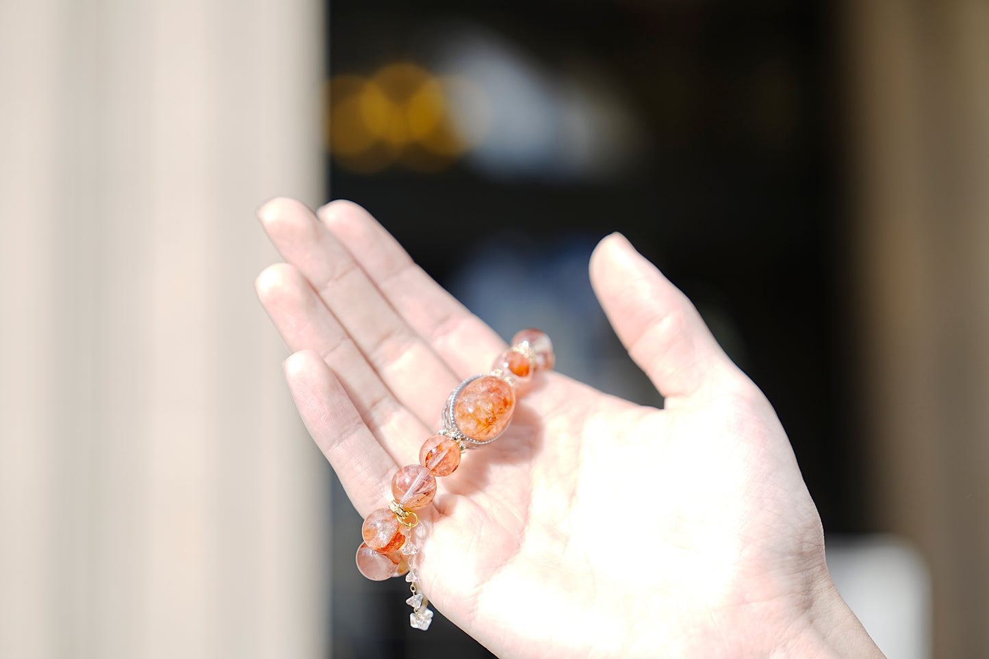 Natural Koi Red Resin Flower Bracelet