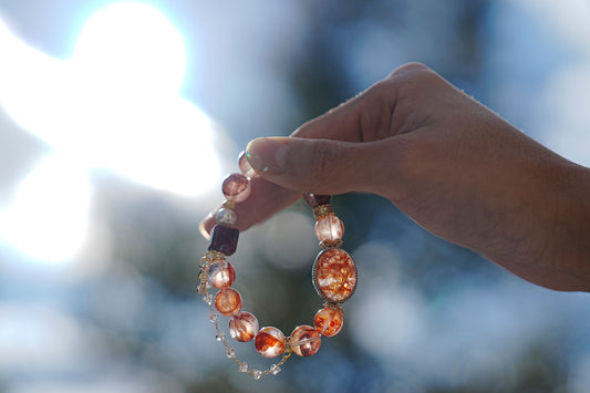 Natural Koi Red Resin Flower Bracelet