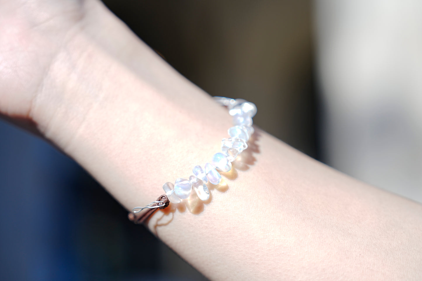Stone Chip Leather Cord Bracelet