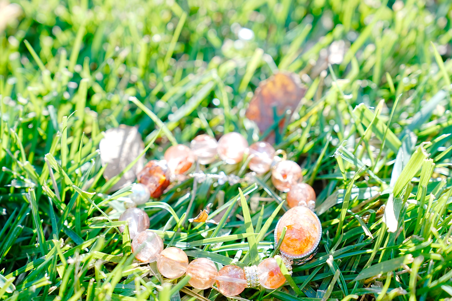 Natural Koi Red Resin Flower Bracelet