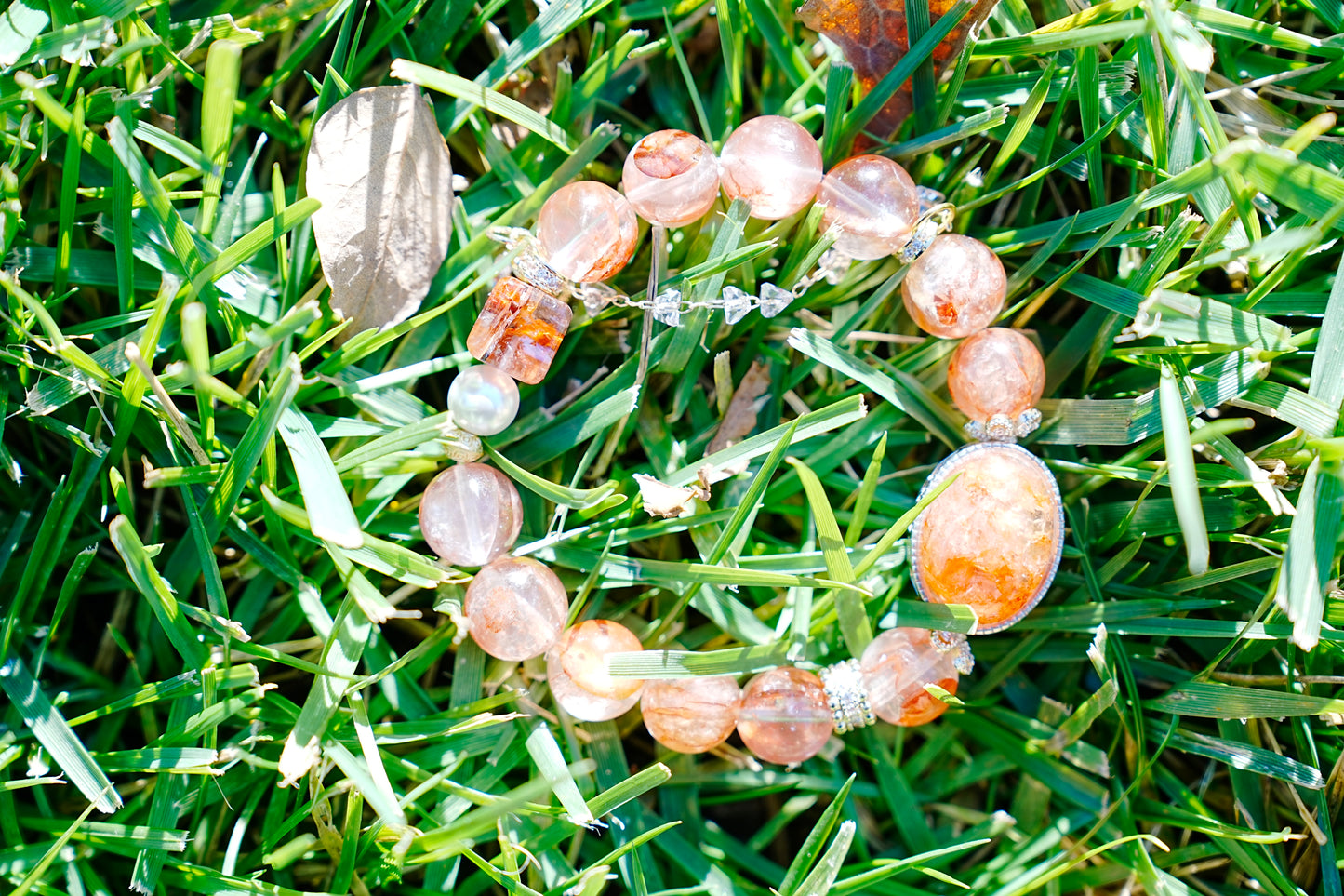 Natural Koi Red Resin Flower Bracelet