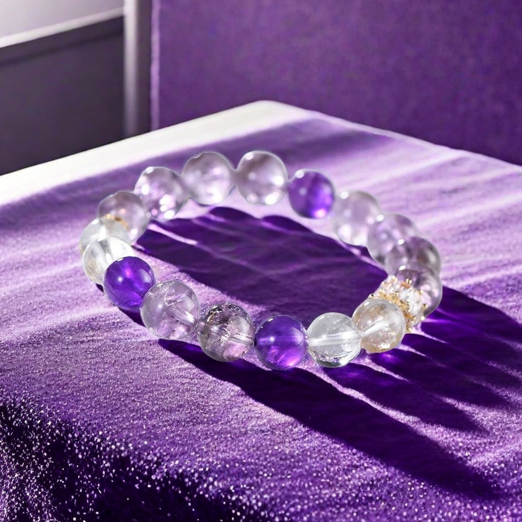 Natural Clear Quartz & Amethyst Asai Bracelet