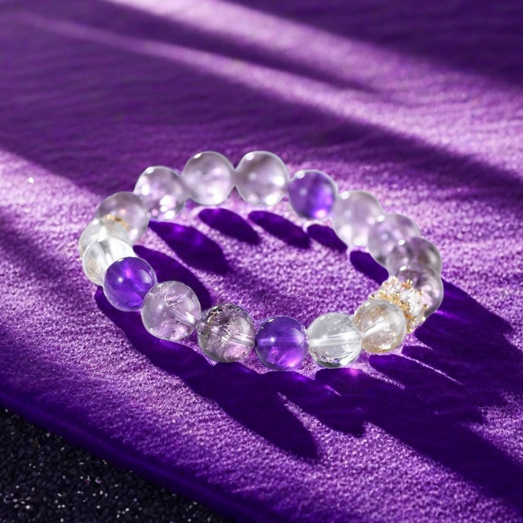 Natural Clear Quartz & Amethyst Asai Bracelet