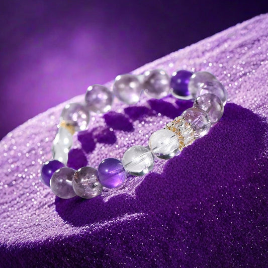 Natural Clear Quartz & Amethyst Asai Bracelet