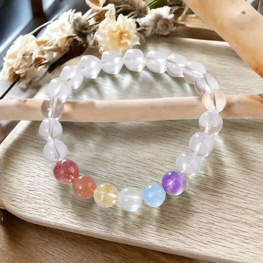 Natural Crystal Rainbow Gradient Bracelet