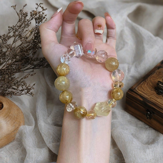 Natural Golden Rutilated Quartz Bracelet